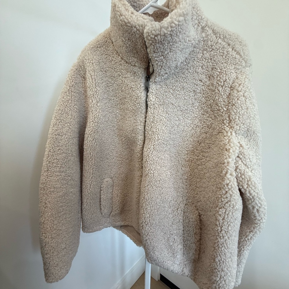 Banana Republic Cream Teddy Jacket Plush Oversized Fit